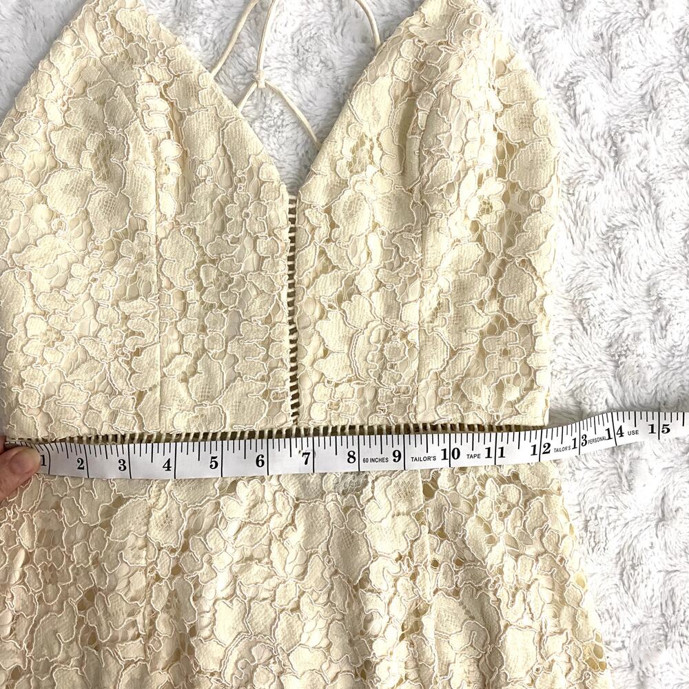 NBD Revolve Cream Only Yours Lace Asymmetrical Strappy Back Mini Dress XS - Picture 8 of 9